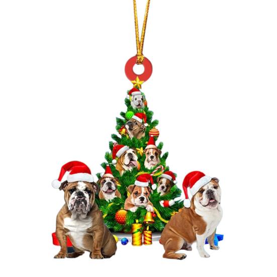 Рождественская подвеска в виде собаки, 2D, плоская акриловая подвесная шапка Санты, собака, кошка, рождественская елка, подвесное украшение для автомобиля, подарок для любителей домашних животных