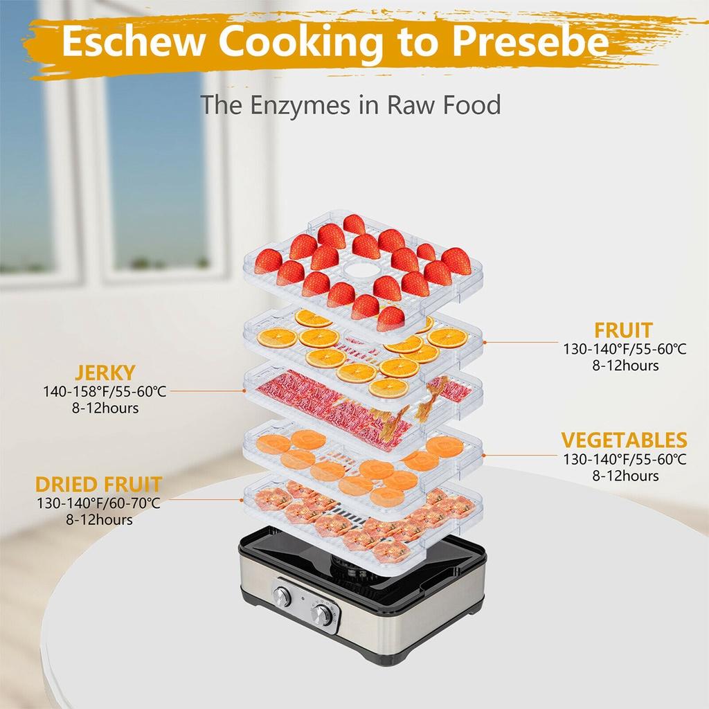 5 Trays Electric Timer Food Dehydrator Fruit Vegetable Beef Meat Dryer Fish Meat Fruit Drying Machine 5 Layers
