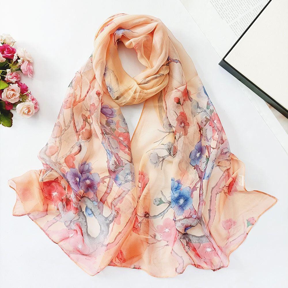 Breathable Silk Scarf Sun-Resistant Long Wraps Summer Bandana for Women