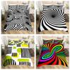 3D Visual Abstract Bedding Set Optical Illusion Duvet Cover Rainbow Striped Down Duvet Cover King Queen Single and Double Size Teen Gift