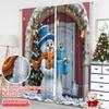 2pcs 2D Flat Printing Christmas Window Curtains Cute Snowman Christmas Gifts 100% Polyester Fabric Without Electricity Festive