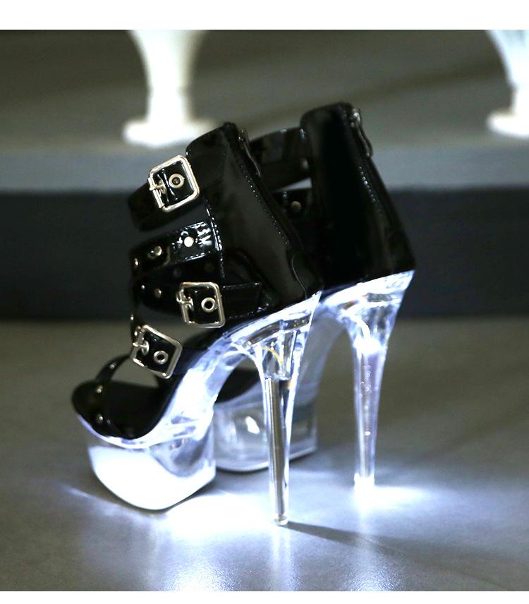 190 Series 14.5 CM Heel 4.5 CM Platform 190-45 Luminous Rivet Zipper Roman Sandals Transparent High Heel 15cm LFD