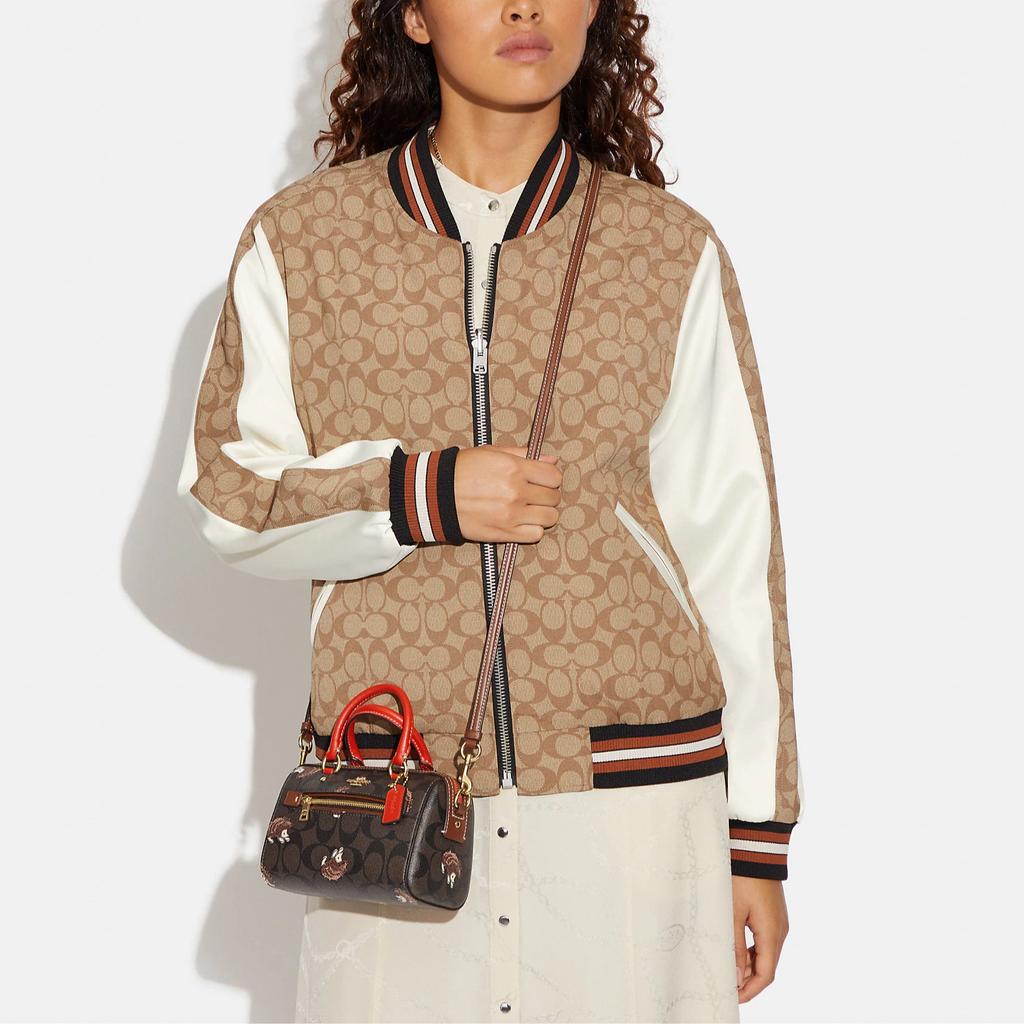 New COACH Rowan Artificial Leather Boston Bag Handbag Shoulder Bag Crossbody Bag Small Size Women's Brown & Black CC430-IMOSN