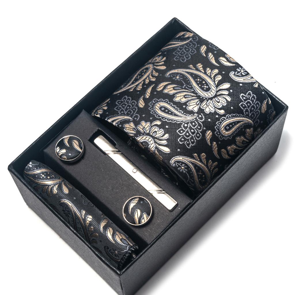 Галстук мужской деловой подарочный набор из шести предметов в полоску сетчатый цвет ручной работы 8 см с подарочной упаковкой