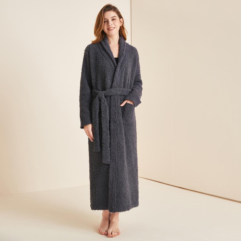 Женские и мужские удобные трикотажные эластичные мягкие длинные халаты с воротником-шалью, спа-халат, очень удобная одежда для сна, домашняя одежда