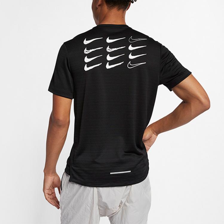 Nike Футболка с коротким рукавом с принтом Dri-Fit Miler, мужские топы, черная AT7841-010