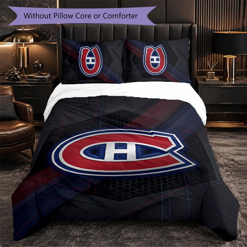 Montreal Canadiens Pattern Microfiber 3Pcs Bedding Set Decor Duvet Cover Set For Bedroom Home Use
