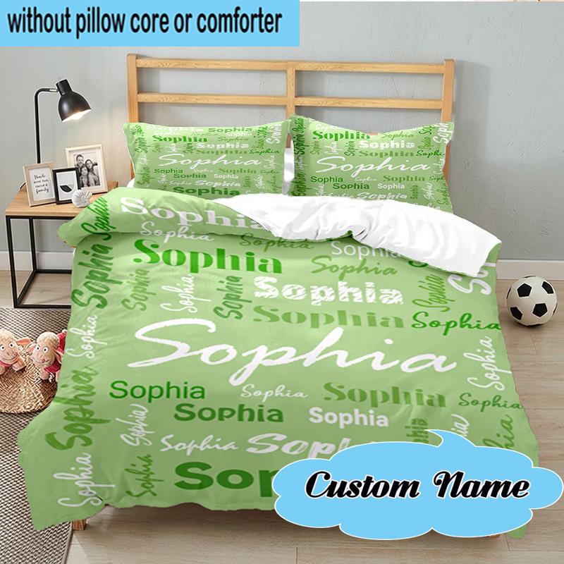 Custom Name 3PCS Your Name Art Design Bedding Set, Including 1pc Duvet Cover And 2pcs Pillowcases, Suitable for dorms and bedrooms Gift