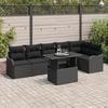 7-piece Black Garden Sofa Set with Poly Rattan Cushions vidaXL, 2-seater Garden Sofa with Cushions In 3348479