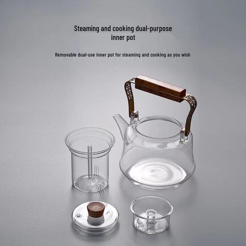 Heat-Resistant Glass Teapot with Lift Handle