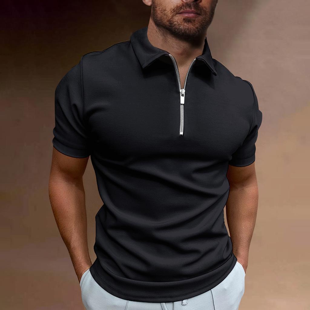 Summer Men's Sports Short Sleeve Golf Youth Men's Zipper Casual Top