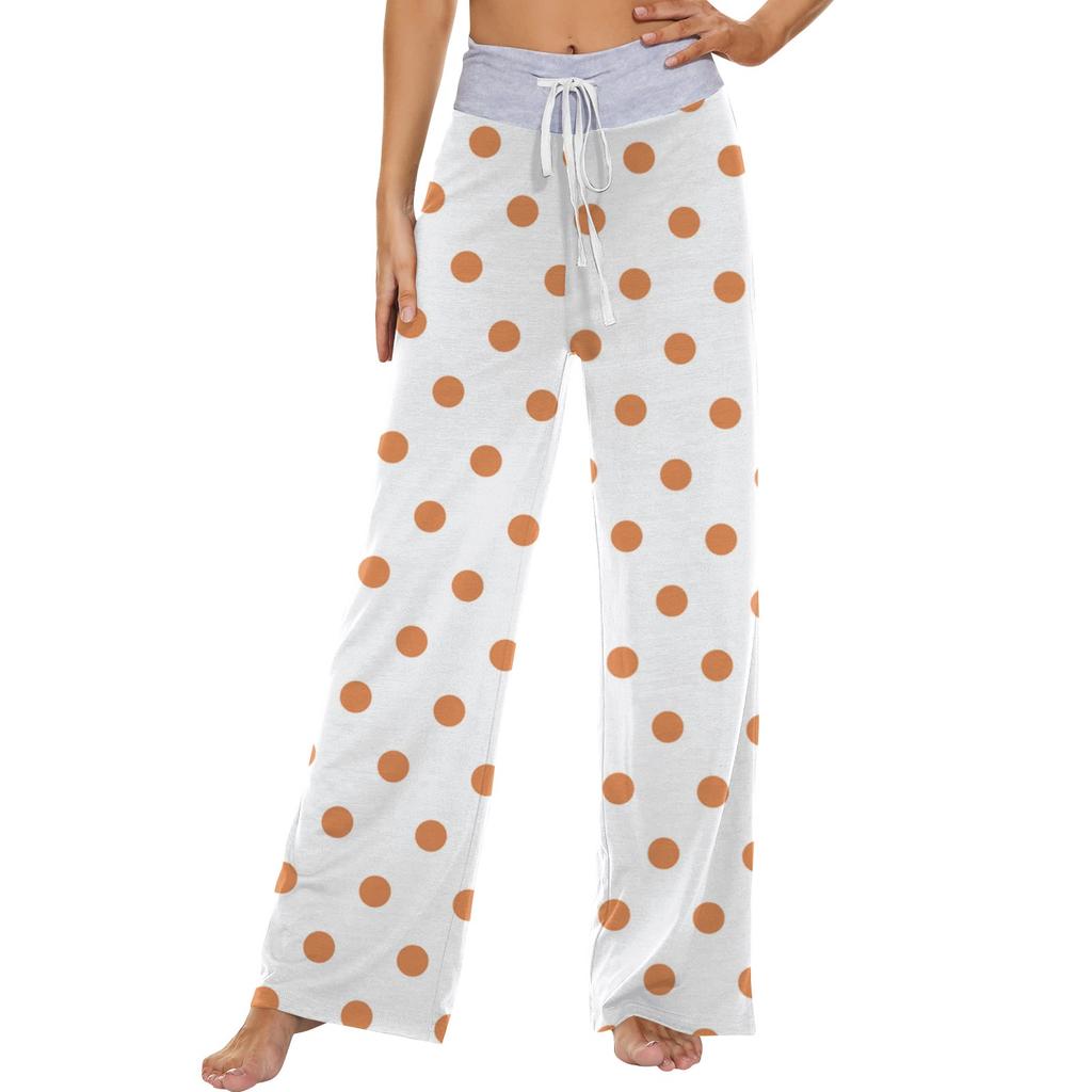 Women's Fashion Casual Comfortable Pajama Pants Printed Drawstring Wide Leg Pants
