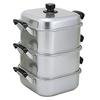 Akao Aluminum Square Steamer, 36cm, Double-Layer, Aluminum Alloy (Anodized), Handle (Phenolic Resin), Made In Japan, AMS71362
