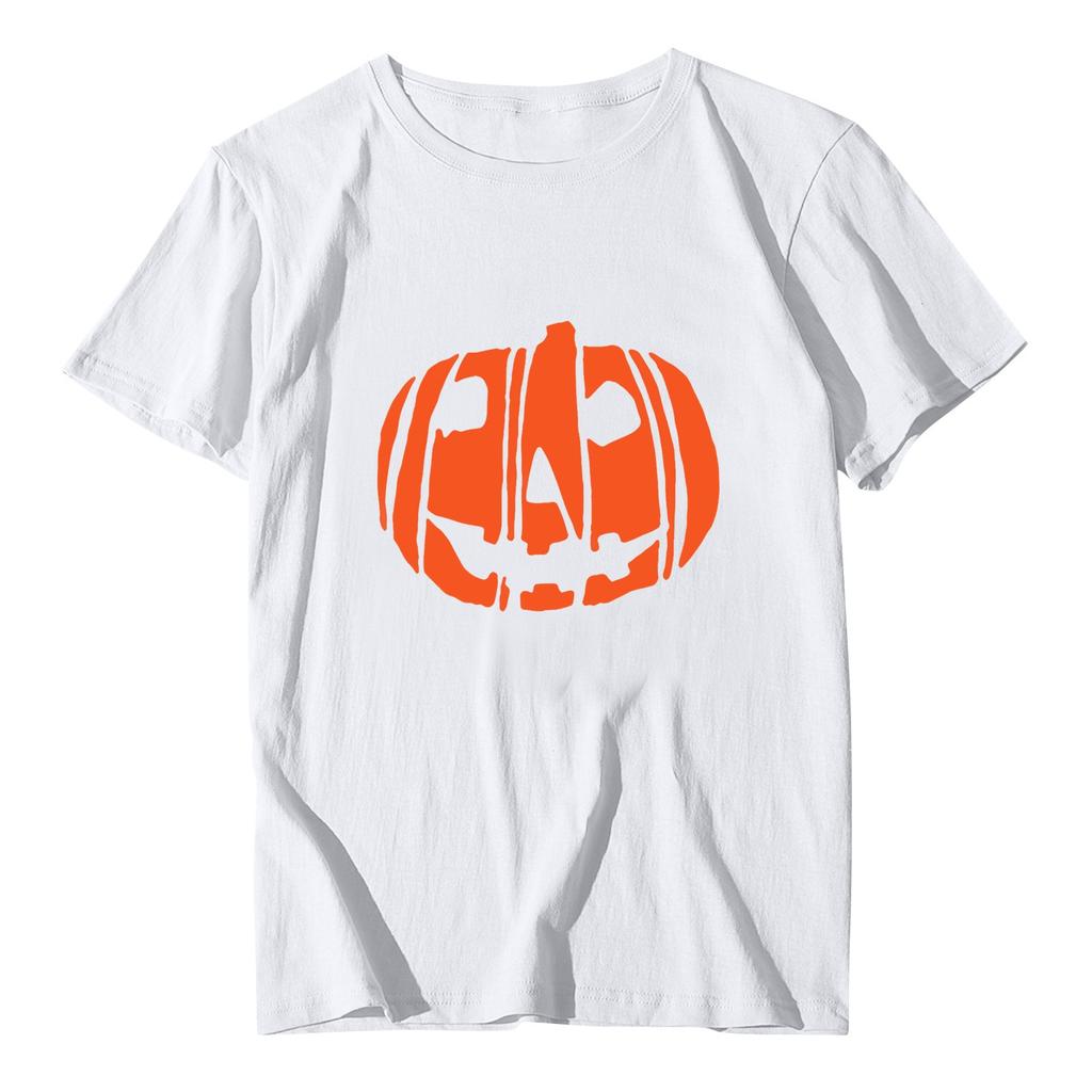 Женская свободная повседневная футболка с круглым вырезом и коротким рукавом с принтом Хэллоуина