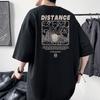 Мужская футболка оверсайз с заниженной линией плеча и принтом «Расстояние» из 100% хлопка, уличная одежда