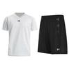 Logo Print Breathable Knitted Short Sleeve T-Shirt Basketball Training Shorts Casual Sports Set 21500531-009+21500206-001