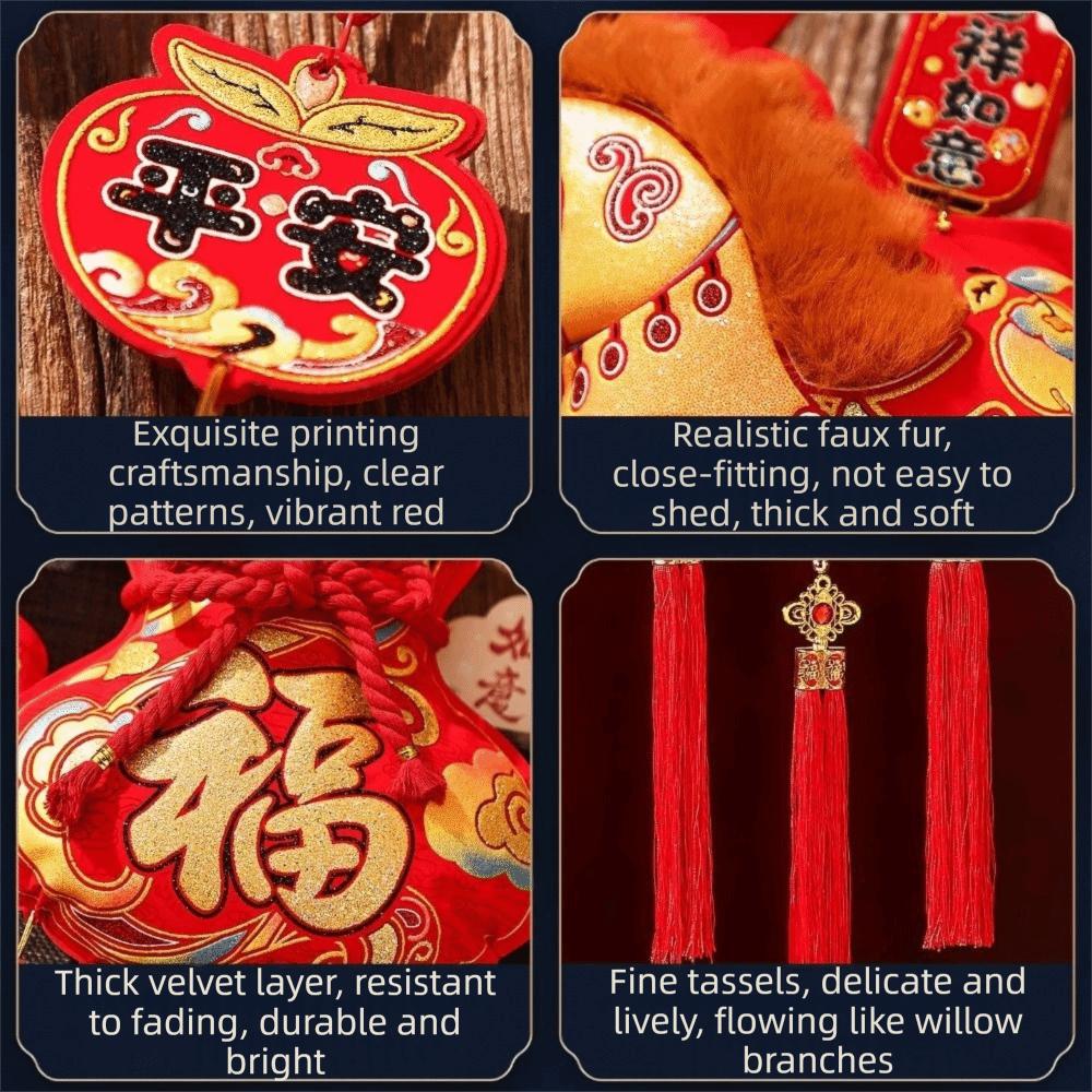 2026 Horse Year Fortune Character Pendant Flocking Hanging Tassels Fu Character Decorative Nonwovens Traditional