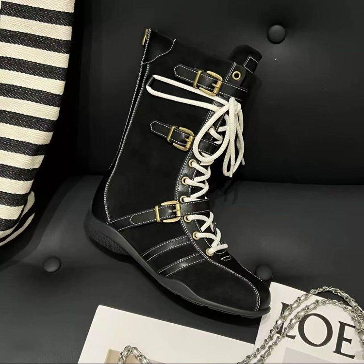 Версия из коровьей кожи~ 5 см увеличение внутренней высоты боксерские ботинки на толстой подошве женские улучшенная версия ботинки для охоты на уток дизайн с пряжкой ремня ботинки Мартина sho