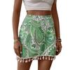 Summer Women's Half-body Skirt Splicing Tassel Short Skirt Ethnic Style A-line Printed Short Skirt