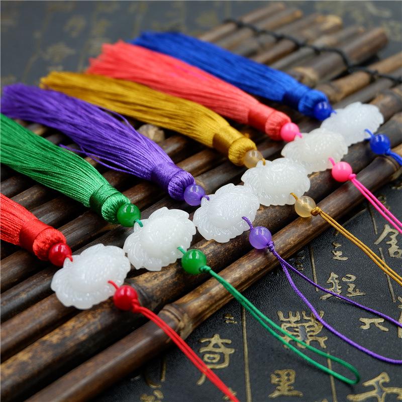 Лотос Белый нефрит Бахрома Diy Китайский узел Бахрома Suizi Нефрит Подвеска Фонарь Подвеска Suizi Антикварная талия Подвеска