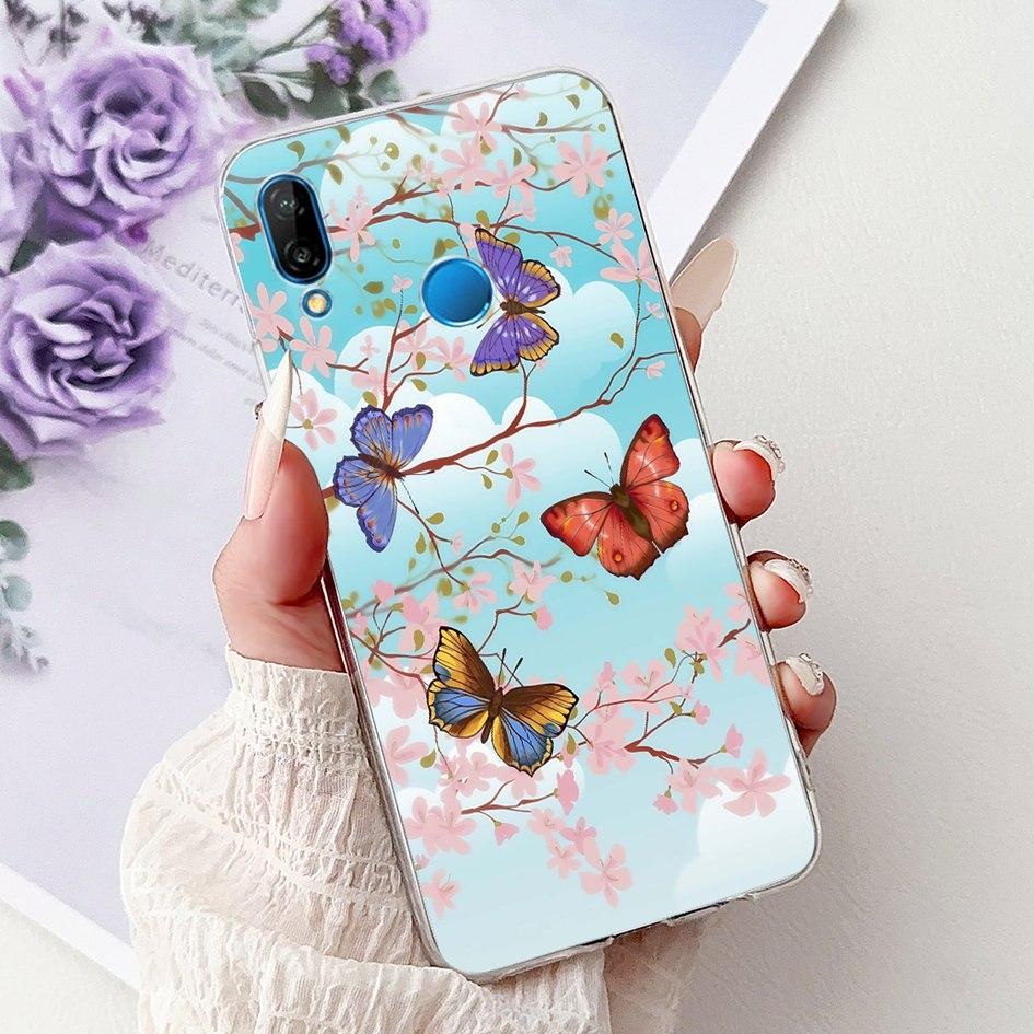 Case For Huawei P20 Lite Cover ANE-LX1 ANE-LX2 ANE-LX3 New Fashion Butterfly Soft Silicon Cover For Huawei P20Lite Nova 3e Funda