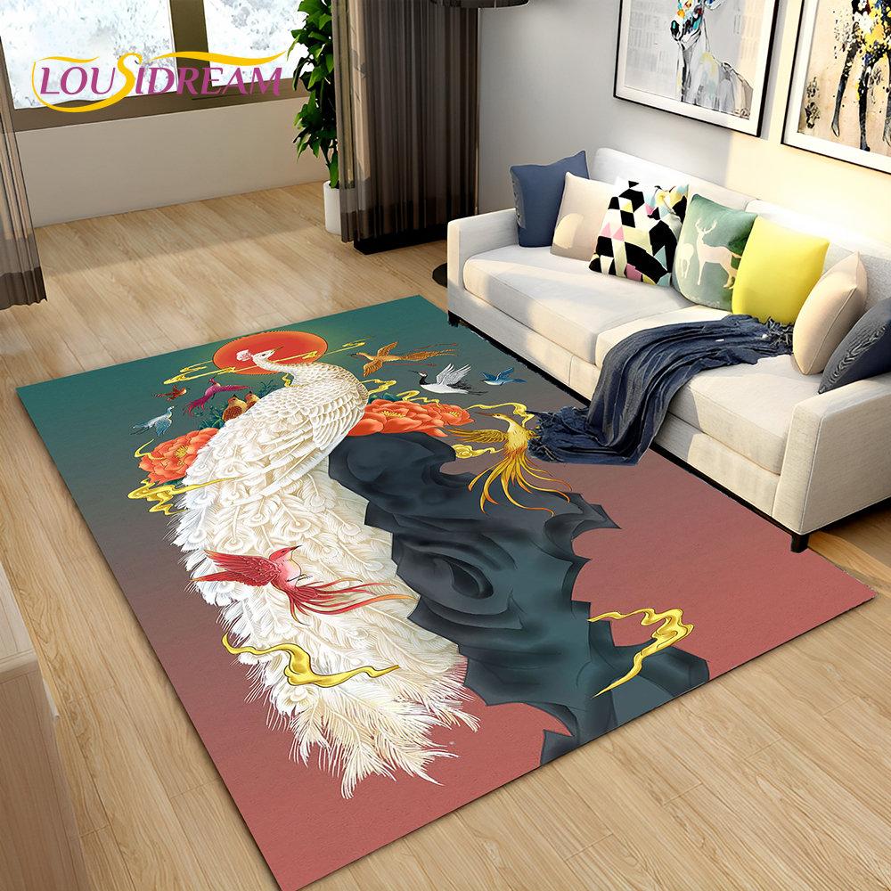 3D коврик с рисунком павлина, птицы, животного, ковер для гостиной, спальни, дивана, коврик для кухни, декор, детский нескользящий напольный коврик