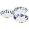 MOOMIN "Blue Flora" Bowl and Plate Set (3 Pieces, 17cm Each) - Nordic Style, Moomin Merchandise, Mother's Day Gift, Made In Japan, MM7000-76