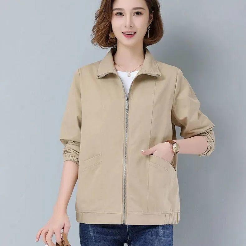 New Spring Autumn Trench Coat Women's Windbreaker Slim Stand-Collar Solid Outwear Ladies Short Casual Outwear Tops Lining