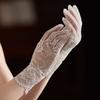Full Finger Short Lace Gloves Floral Costume Accessories Elegant Wedding Gloves  Women