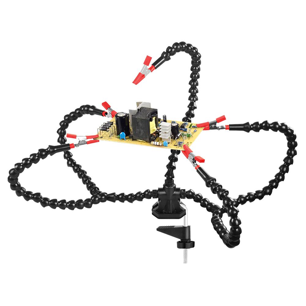 Держатель для пайки печатных плат с 5-кратной лупой и основанием Многофункциональный инструмент для верстака Гибкие рычаги Инструмент для пайки для пайки/ремонта