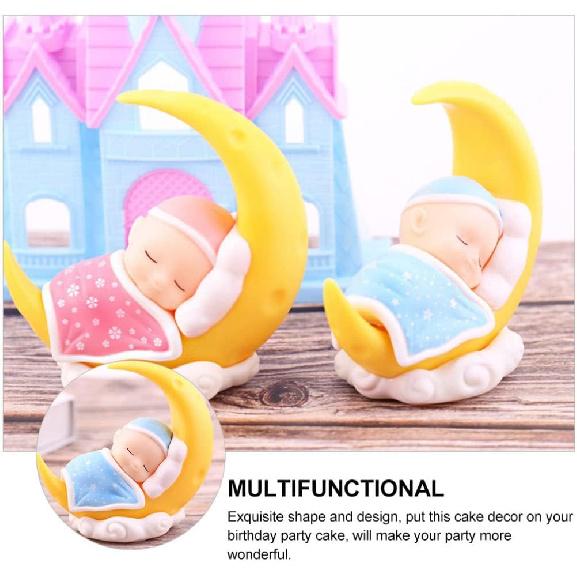 Toyvian Sleeping Baby Cake Topper Figurine Cake Topper Car Dashboard Ornaments DIY Crafts Mini Baby Figurine Baby Shower Birthday Party Decoration