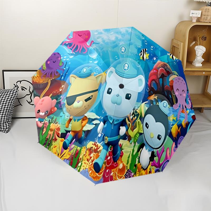 Автоматический зонт Octonauts3 с принтом, 8 спиц, железный каркас, пластиковая ручка, подходит для путешествий на открытом воздухе и на каждый день, идеальный подарок