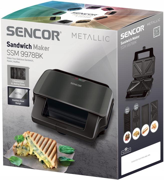 Opiekacz Toster Do Kanapek Tostów Panini Gofrów Sencor 4W1 900 W Czarny