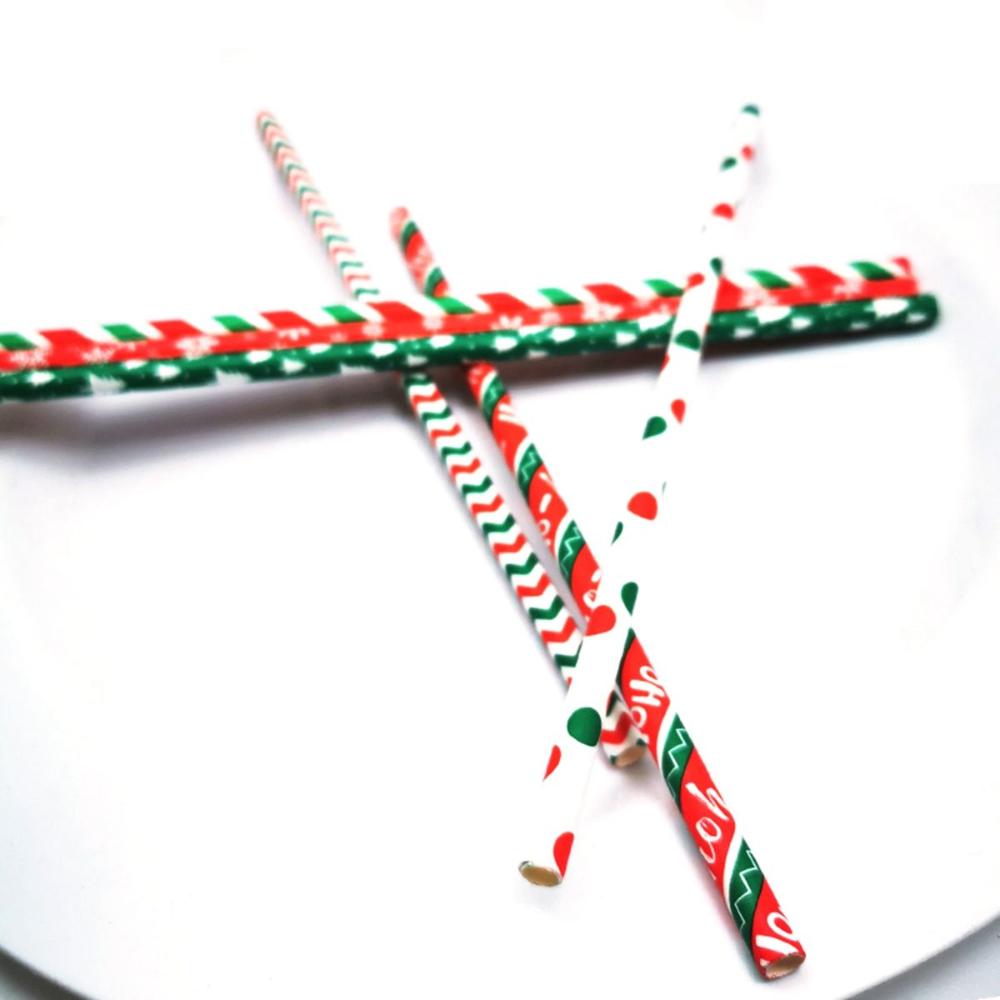 Многоцветная бумажная посуда, питьевые соломинки, товары для вечеринок, барные инструменты, рождественское украшение
