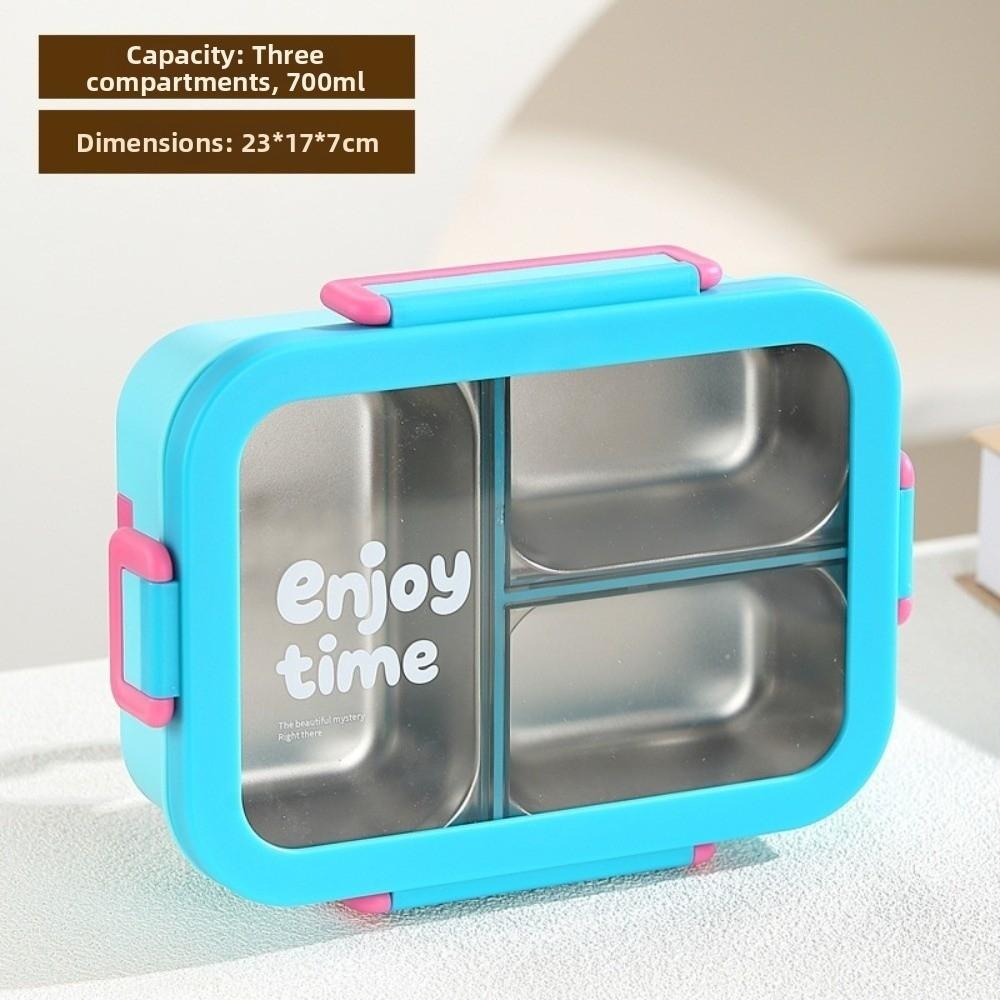 Rectangular Shape Rectangular Lunch Box Divided Grids Stainless Steel Food Container  for School