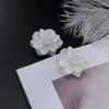 Bohemian Jewelry Inlay Beads Big White Flower Simulated Pearl Camellia Stud Earrings