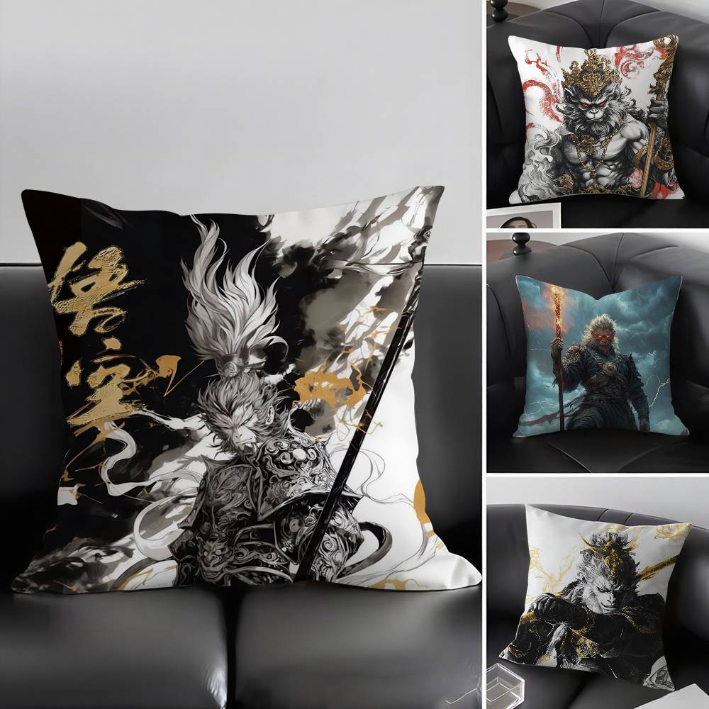 Чехол на подушку Black Myth Wukong для дома, общежития, спинки стула, короткий плюш, двусторонняя печать, подушка для дневного сна в офисе