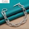 925 Sterling Silver Smooth Circle Chain Bracelet For Women'S Fashion Charm Wedding Engagement Jewelry