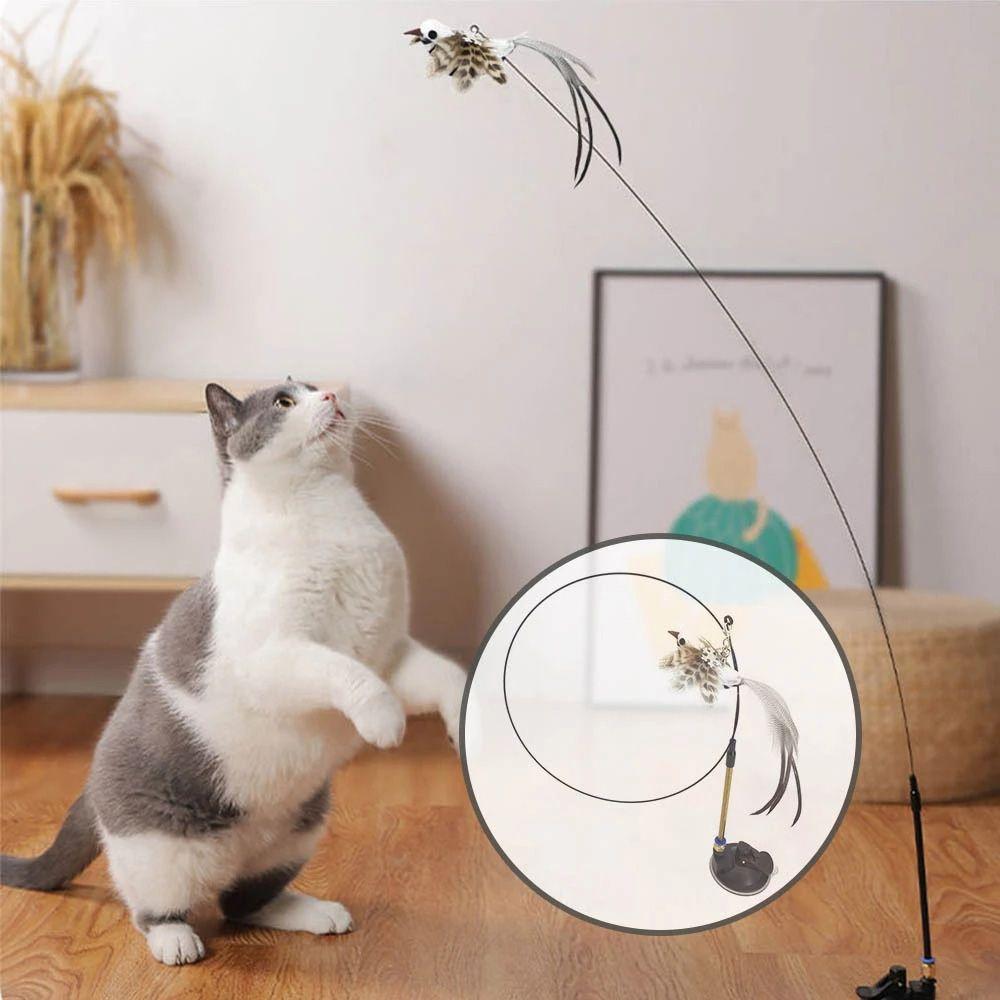 Play Pet Supplies Simulation Bird Stick Toy Wire Chaser Wand Cat Kitten Toys Teaser Feather