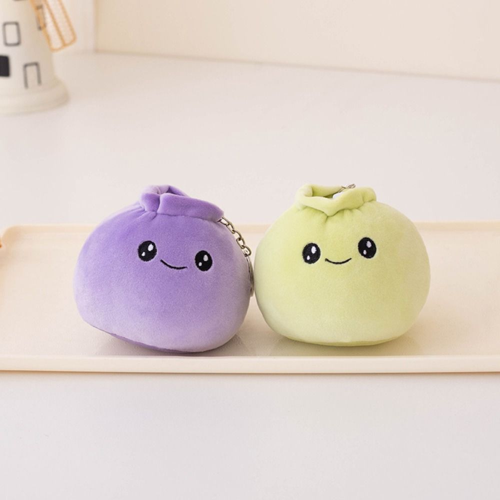Face Food Rice Bao Plush Key Holder Plush Dumplings Keychain Funny Steamed Stuffed Bun  Bag Pendant
