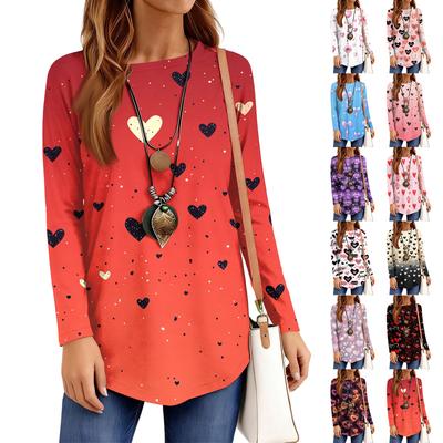 Женская свободная футболка с круглым вырезом, рукавами реглан, принтом и длинными рукавами, пуловер