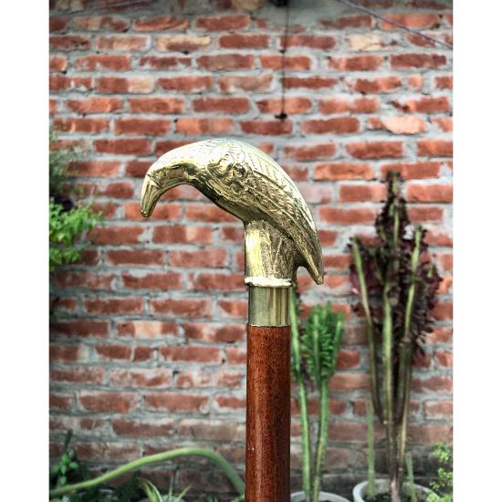 Старинная трость с вороньим дизайном, латунная ручка, деревянная прогулочная трость с антикварной отделкой и латунной отделкой, подарок