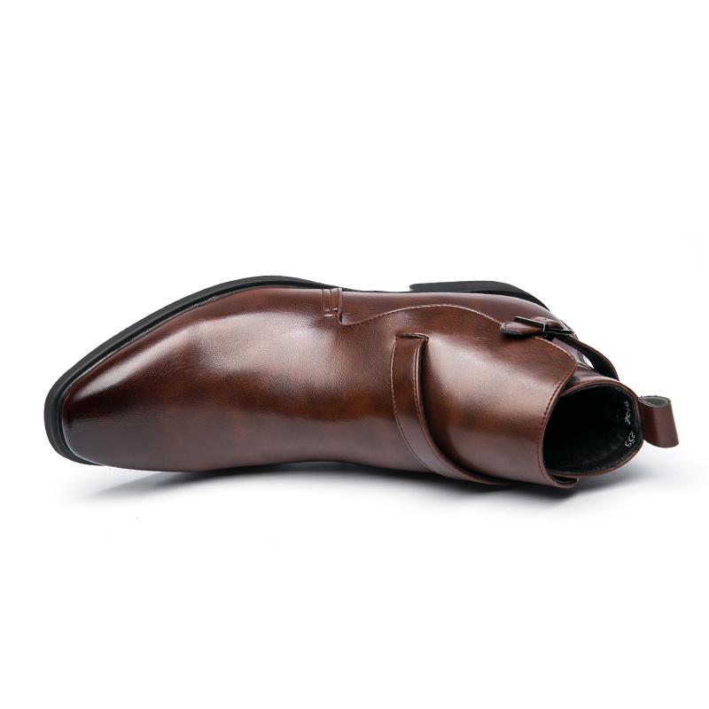 Men Ankle Boots PU Solid Color Classic Fashion Business Casual Street Party Yuppie Buckle Elegant Men's Shoes CP032