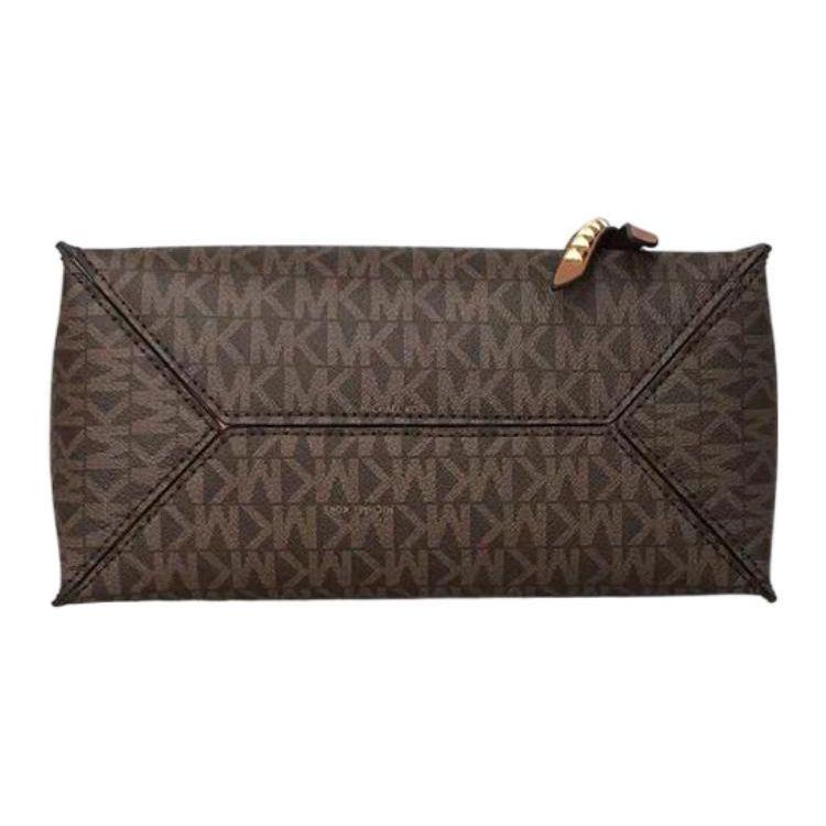 Michael Kors MK Kris Винтажная Сумка через плечо с монограммным логотипом и цветовыми блоками из полиэстера Маленькая женская сумка Орехово-коричневая 30F1G2KS1B-252