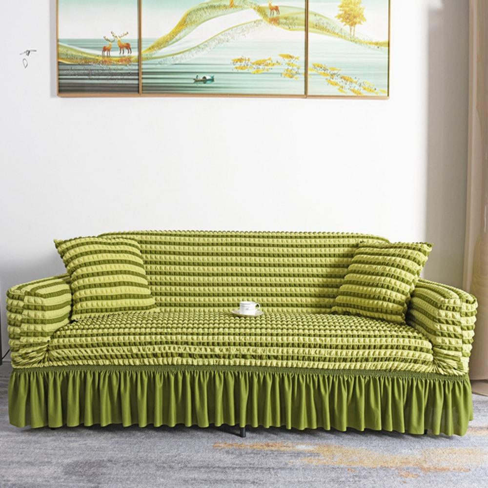 Эластичный чехол на диван Полностью эластичный Универсальный дизайн с юбкой Противоскользящий Защита от кошек Пузырчатая сетка Всесезонный Защитник для дивана