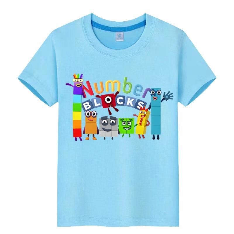 Number Children Cute Clothes Blocks Kids Summer Fashion Tshirt Baby Boys Cartoon Tshirts Toddler Girls Short Sleeve Casual Tops