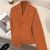Однотонный пиджак с длинным рукавом, короткий пиджак с женственным формальным утягивающим повседневным пиджаком для женщин