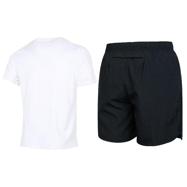Nike Letter Print Crew Neck Short Sleeve T-Shirt And Sports Shorts Set Men Sets AR5007-100+DV9345-010
