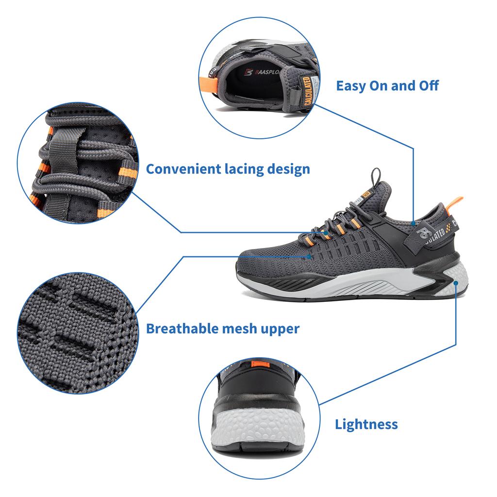 BAASPLOA Men's Running Shoes Casual Lace-Up Men's Outdoor Sports Breathable Lightweight Men's Running Shoes