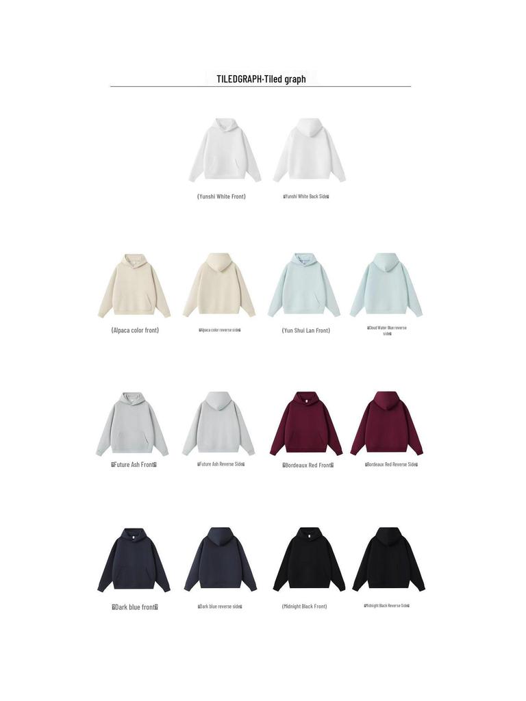 400g Heavyweight Five-Thread Liquid Cotton Solid Color Pullover Hoodie with Loose Drop Shoulders